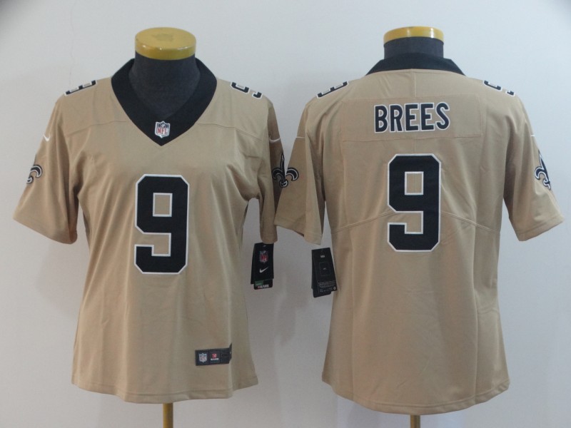 Women New Nike New Orleans Saints #9 Bress yellow Limited Jersey->women nfl jersey->Women Jersey